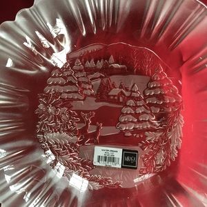 MIKASA “WINTER DREAMS” 10 3/4 INCH BOWL WITH DEER IN A WINTER SCENERY WITH BOX